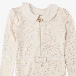 Cream and Gold One Piece Swimwear with Metallic Speckles